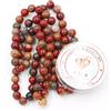 Fukugems Perline con Stretch Cord per Gioielli Che Fanno Perline di Pietra sciolte per DIY Energy Stone Healing Power Bracelet 8mm=96 Pezzi e 1 Rotolo Cavo Red Picasso Jasper 8mm