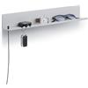 byde Helke - Mensola da Parete, 44 x 6 x 6 cm, 5 Ganci e Porta Cavi, In Lamiera di Acciaio Verniciato a Polvere, Organizer per Chiavi e Lettere per Ingresso, Corridoio, Cucina, Ufficio, Colore Grigio