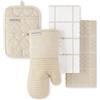 KitchenAid Guanto da forno in spugna di cotone trapuntato, presina, asciugamano da cucina, set da 4 pezzi, resistente al calore, impugnatura in silicone, 40,6 x 66 cm, 17,8 x 33 cm e 17,8 x 25,4 cm