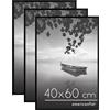 Americanflat Cornice 40x60 cm Nere - Set di 3 Cornici 60x40 cm per Foto con Bordo Sottile Nero e Pannello Protettivo in Plastica - con Ganci Integrati sul Retro per Appenderle