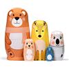 HYCLES Matrioska russa per bambini 5 pezzi - animali cani matrioska giocattolo Nesting Dolls Marchio di Matrioska Bambola Matrioska Russa Giocattolo Regalo e Giocattolo Orso giallo