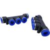 CNCTEC IQS - Connettore pneumatico multiplo per aria compressa a T, con 5 uscite, 10 mm, 2 pezzi