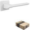 Generic APECS - Maniglia per porte interne, moderna, per porta di casa e porta interna, con rosette quadrate, colore bianco opaco, con materiale di fissaggio per porta, modello ELECTRA