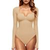 GJY Body da donna con scollo a V quadrato, top sexy moda manica lunga per uscire top elasticizzati Body Suit