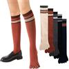 AOOPOO 5 Paia Calze da Donna con dita Separate Calzini Sportivi in Cotone, Morbido Caldo Calze al Ginocchio Lunghe al Ginocchio da Donna alta a Righe Calze Sportive con Punta, EU 35-40