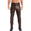 Aislor Pantaloni in Pelle da Uomo Pantaloni Moto Wetlook Leggings Pantaloni Elasticizzati Slim Fit in Ecopelle per Motociclisti Biker Hip Hop Discoteca Marrone S