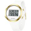 findtime Orologio digitale da donna, adolescente, ragazza, sportivo, impermeabile, impermeabile, con cronometro, conto, alla rovescia, sveglia, formato 12/24 ore, con display LED grande, Biancorrosa, Cinghia