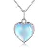 Candyfancy Collana in argento 925 con ciondolo, collana da donna con ciondolo a forma di cuore, zirconi e perle, pietra di luna, regalo per donne e fidanzate, Argento sterling, Pietra di luna