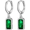 Suplight Orecchini Donna Argento 925 Huggie con Zirconia di Forma Quadrata, Pietra Portafortuna 12 Mesi, Accessori Elegante con Confezione Regalo