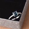 Sdouefos 14k oro bianco placcato pavone topazio blu quadrato diamante anello pietra preziosa anello acquamarina pietra preziosa nuziale anello per le donne, L 1/2, Argento Sterling