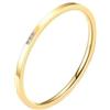 Ayoiow Anello Oro 18K Tondo Fine Con Diamante Anello Matrimonio Donna