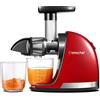 AMZCHEF Estrattore Frutta e Verdura - Estrattore a Freddo Pofessionale - Masticazione Delicata Non C'è Bisogno Di Filtrare - Estrattore Di Succo Senza BPA con Due Tazze e Pennello - Rosso