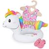 Heless 661 - Set da Nuoto per Bambole, 3 Pezzi, Motivo: Unicorno Henri, Costume da Bagno, Zoccoli e Anello da Nuoto, Misura 28-35 cm, per Divertimento nelle Calde giornate estive