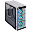 Corsair iCUE 465X RGB Vetro Temprato Smart Case Mid-Tower ATX, Pannelli Laterali e Anteriore in Vetro Temprato, Tre Ventole LL120 RGB Incluse, Opzioni Versatili di Raffreddamento, Bianco