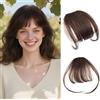 YTBYT Frangia Sottile Capelli Veri Clip 100% Veri Naturali Frangetta Air Bangs Finta Frangia Capelli Clip Frangia Extension Donna (Frangia d'aria, Marrone Scuro)
