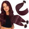 Elailite Extension Capelli Veri Cheratina #99J Vino Rosso, 100 Ciocche 50g Keratina Pre-bonded Remy Human Hair Indiani 55cm
