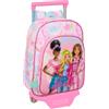 safta BARBIE PAINTERLY - Zaino per bambini con carrello 705, ideale per bambini di diverse età, comodo e versatile, qualità e resistenza, 26 x 11 x 34 cm, rosa/celeste, M, Casual