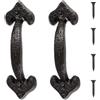 Wvu & Wvo Maniglia per porte in ghisa, 2 pezzi, maniglia per porte scorrevoli, in ghisa, marrone scuro, lunghezza 17 cm, per porte a capannone, garage, armadi, porte esterne