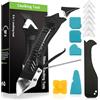 Sentoo Professionale Strumento per Calafataggio 5 in 1, Rimuovi Silicone Spatola per Silicone togli e Spatola Raschietto per Stucco Strumento Con 6 Cuscinetti Sostituibili Sigillante (Bianco)