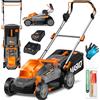 MASKO® Tosaerba a batteria con funzione pacciamatura, con 1x batteria agli ioni di litio da 4 Ah e caricabatterie, larghezza di taglio 33 cm, 5 volte 25-75 mm, 30L fino a 150m²
