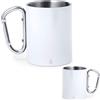 noTrash2003 Set di 2 tazze termiche a doppia parete, in acciaio inox, 300 ml, in acciaio inox riciclato, con moschettone, fissaggio allo zaino, campeggio, escursionismo all'aperto, colore bianco