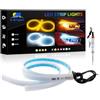 YM E-Bright Strisce LED per Auto - Luci di Marcia Diurna e Indicatori di Direzione DRL - Commutazione Ambra/Giallo e Bianco (2 Pezzi, 24 Pollici)