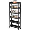 VIRSUS Carrello Salvaspazio Portaoggetti Stretto a 6 RIPIANI colore NERO 9532, Misura 46,5x14,5x92 cm, Scaffale Multiuso con 4 Ruote per Bagno, Cucina, Garage, Lavanderia