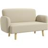 HOMCOM Divano 2 Posti Moderno Effetto Velluto con Imbottitura Spessa, 140x74x79cm, Bianco Crema