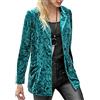 DAIHAN Giacca Business Donna Cappotto Tailleur a Manica Lunga in Velluto Blazer Elegante Basic Colletto Rivolto Tinta Unita Elegante Ufficio Business,Verde,XL