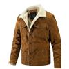 Generic Giacca da uomo in velluto a coste, calda e foderata, giacca da camionista con bottoni, abbigliamento invernale, Marrone, M