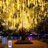 OPAHUTER Solari Luci Della Pioggia di Meteore, 240 LEDs Meteor Solari Luci di Natale con Telecomando, 30cm 10 Tubi Impermeabili Esterno Meteor Solare per Festa di Nozze Decorazione all'aperto