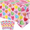 TJYJOY 4 tovaglie usa e getta rosa per San Valentino, colorate a forma di cuore, rettangolari, impermeabili, per feste di fidanzamento, anniversario, matrimonio, decorazione per feste, 130 x 220 cm
