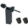BGL Scopino per WC nero, pesante acciaio inox, spazzola quadrata per la pulizia del bagno (nero)