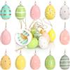 COM-FOUR® 12 uova di Pasqua da appendere - Decorazioni pasquali in legno in fantastici colori - Uova di Pasqua con bellissimi motivi