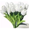 Bodosac Awtlife - 24 tulipani finti in lattice, per bouquet fai-da-te, matrimoni, feste nuziali, feste del nascituro, decorazione per la casa, colore: bianco