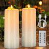 PChero Ricaricabili Candele con Telecomando, 2pcs Solari Impermeabili Candele Luci a Led Batteria Natalizie Decorative Finte Elettriche Effetto Reale per Esterni Giardino Halloween Natale Deco Casa