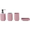 Hosoncovy - Set di 4 accessori da bagno con dispenser per sapone, tazza da bagno, portasapone, porta spazzolino e porta pasta da denti (Rosa)