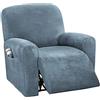CLGTY Copripoltrona Relax Elasticizzato, Morbido Velluto Fodera per Poltrona Per1 2 3 Divano Cuscino con Tasca Laterale Antiscivolo Lavabile Sofa Protettore per Soggiorno-Blu-C-1 Posti