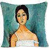 BONNIU Federa Copricuscino Decorativo con Cerniera 40X40 cm Federe Cuscini Velluto Ritratto Ragazza Vintage Art Deco - Modigliani - Christina AM010