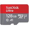 SanDisk Ultra Scheda di Memoria MicroSDXC e Adattatore, con A1 App Performance, Velocità Fino a 100 MB/Sec, Classe 10, U1 , Single Pack, 128 GB, Rosso/Grigio