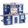 VEVOR Set da Cucina per Bambini 3-8 Anni, Cucina per Bambini 3 in 1 con Spruzzatore Simulato, Suoni e Luci, con Set di Accessori da Cucina 74 Pezzi per Bambini Piccoli, Bambini in Età Prescolare, Blu