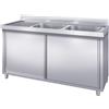 Ristoattrezzature Modello: 117580023121,Lavello in acciaio inox armadiato 140x60x95h cm 2 vasche con gocciolatoio sx VS