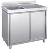 Ristoattrezzature Modello: 117590013127,Lavello in acciaio inox armadiato 120x70x95h cm 1 vasca con gocciolatoio dx VS