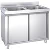 Ristoattrezzature Modello: 117600023119,Lavello in acciaio inox armadiato 100x60x95h cm 2 vasche VS