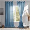 DWCN Tende per Interni in Voile con Fermatenda per Camera da Letto Trasparenti Tende Moderne con Anelli per Soggiorno 2 Pezzi, 140x240 CM, Blu Scuro