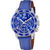 LOTUS Orologio Bambino Analogico Pelle Blu - Quarzo Cronografo - Vetro Minerale Alta Resistenza - Impermeabile 5 ATM - Classico 18581/6 - Junior Collection Con Bracciale Regalo