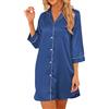 Teemie Camicie da Notte Donna Seta Pigiama a Maniche 3/4 Estiva Scollo a V Corta Vestaglia Raso Bottoni Davanti Leggero Sexy Taupe L