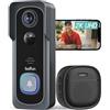 BOIFUN Videocitofono Wifi 2K UHD Campanello Senza Fili da Esterno con Suoneria e Allarme Immediato, 166°Angolo Visuale, Rilevamento Umano PIR, Audio Bidirezionale, Batteria 6700mAh, Impermeabile IP66