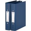Elba 2 raccoglitori ad anelli DIN A5 con meccanismo a 2 anelli, in plastica, 205 x 235 x 3 mm, blu