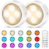 Onumii Luce LED Sottopensile Cucina Luci LED a Batteria Adesive con Telecomando, Luci LED Colorate RGB Luce Notturna per Armadio, Libreria, Scaffale, Pacco da 2 - Bianco